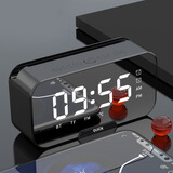 品怡新款G10蓝牙音箱迷你镜面时钟闹钟小音响FM插卡手机支架语音通话 黑色 蓝牙音箱