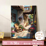 好久不见数字油画diy治愈系怀旧老街风景花卉手工填色画丙烯装饰油彩挂画