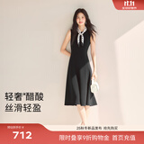 伊芙丽（eifini）【高智延续】伊芙丽经典鱼尾裙摆显瘦收腰二醋酸法式小黑裙女裙子 黑色 S /155/80A/