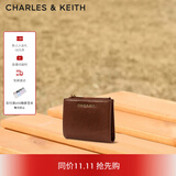 CHARLES&KEITH质感纯色包包女包多卡位短款钱包女士生日礼物CK6-10680907 Chocolate巧克力色 XXS