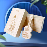 zjrdiy吉他u盘创意个性刻字定制木质优盘学生个人企业学校可爱生日礼品教师节毕业纪念展会礼物 高速3.0枫木吉他u盘+刻字定制 64GB