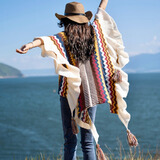 桂岐波米西亚民族风披肩女夏季云南丽江新疆西藏草原旅游穿搭斗篷围巾 民族风披肩【米卡色】