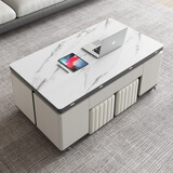 古宜 多功能茶几饭桌两用升降折叠简约现代客厅小户型伸缩岩板茶几 多功能升降茶几【配2凳】 100cm*60cm