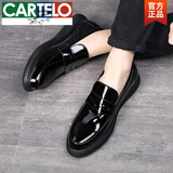 卡帝乐鳄鱼（CARTELO）漆皮男鞋亮面潮鞋韩版英伦风小皮鞋夏季尖头豆豆鞋男士休闲一脚蹬 9202【净版 41