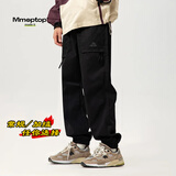 MMOPTOP美式工装裤子男士秋冬季透气机能风束脚运动休闲长裤黑色3XL