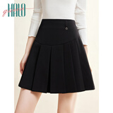 Halo Queen半身裙女新款百褶裙高腰显瘦遮肉百搭A字JK裙子短裙H143B2004