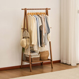 zhuting实木衣架落地立式衣帽架折叠挂衣架卧室专用多功能挂钩简易晾衣架 80榉木衣帽架【胡桃色】