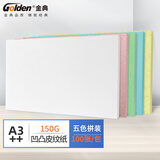 金典（GOLDEN）A3++封皮纸 标书封面皮纹纸 彩色封面纸 装订标书封皮 五色混装150克（100张/包）