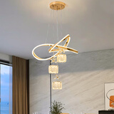 君年餐厅吊灯现代简约2025年最流行新款三头水晶家用客厅饭厅餐桌灯具 2065JN金款/水晶吊灯/三档光色120W 三色变光开关