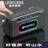 山水（SANSUI）全新正品山水F30蓝牙音箱插卡播放器双喇叭大功率广场舞录音收音 F30灰色双喇叭16瓦功率炫彩 出厂标配主机+充电线+耳机收纳袋
