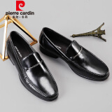 皮尔卡丹（pierre cardin）男鞋亮面羊皮舒软透气商务一脚蹬皮鞋男超轻底瘦脚乐福鞋专柜同款 京漆羊皮轻底偏瘦 40