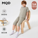 马骑顿优可丝清凉冰丝家居服男童夏季儿童睡衣中大童薄款男女童空调服 灰绿 150