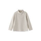 papa爬爬秋冬儿童高领波波绒打底衫条纹洋气保暖男女宝宝长袖上衣 米白-小高领-预计11.21前发货 110 cm