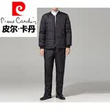 皮尔卡丹（pierre cardin）冬季男士羽绒服内胆套装中老年爸爸冬装加厚羽绒保暖内衣男两件套 黑色 3XL
