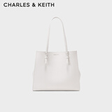 CHARLES&KEITH质感纯色大容量手提包托特包包女包女士生日礼物CK2-30781650-6 White白色 XL