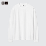 优衣库男装女装AIRism棉混纺圆领T恤/长袖482293 00 白色 L
