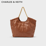 CHARLES&KEITH大容量柔软菱格包面链条单肩托特包包女包生日礼物CK2-30151287 Chocolate巧克力色 XL