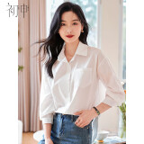 初申春秋长袖衬衫女纯棉白衬衫宽松白衬衣职业通勤 S13JC2740