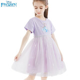 迪士尼（Disney）女童连衣裙儿童公主裙女孩爱莎短袖蓬蓬裙夏装 HXM015紫色 140cm 