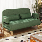原声原代两用沙发床实木双人位沙发折叠床布艺单人床小户型两人沙发椅躺椅 沙发床（乳胶款）青绿色 宽105cm（2个抱枕）