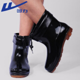 回力雨鞋男士冬季中筒防水胶鞋加绒可拆卸保暖水鞋雨靴套鞋6557黑色39
