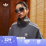 adidas情侣款复古风梭织立领夹克外套男女阿迪达斯官方三叶草 深灰 XXS