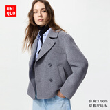 优衣库女装双面呢休闲短大衣478581 06 铅灰色 M /160/84A