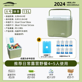 北岳保温箱冰袋冷藏箱户外露营冰晶块保鲜箱商用车载摆摊移动小冰箱桶 15L抹茶色【冰晶盒+冰袋*8】