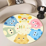 雪之恋地毯圆形卡通儿童房电脑椅吊篮客厅卧室书房玄关地毯 05圆形小怪兽 100CM圆