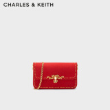 CHARLES&KEITH巴洛克金属链条单肩小方包婚包包女包女士生日礼物CK2-70681053 Red红色 S