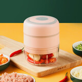 拜杰手动蒜泥拉蒜器家用厨房打蒜器料理机捣蒜器碎菜器绞肉机 电动蒜泥器【粉色】