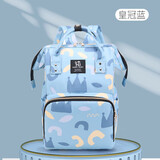 婧麒（JOYNCLEON）妈咪包新款大容量妈妈包时尚双肩包背包外出轻便母婴包包 【皇冠蓝Plus】(加密耐磨防水)