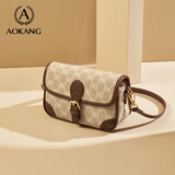 奥康（Aokang）包包女包手提包新款复古托特包印花斜挎单肩包生日新年情人节礼物 BG702909-棕咖色