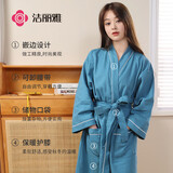 洁丽雅 五星级酒店浴袍情侣纯棉柔软吸水家居浴衣全棉男女通用 黛蓝 L