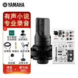 YAMAHA雅马哈AG03声卡有声书录音设备调音台电脑K歌吉他弹唱外置套装手机直播专业 AG03+得胜K220电容麦克风