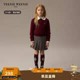 Teenie Weenie Kids小熊童装24秋男女童经典百搭休闲圆领羊毛毛衣 酒红色 110cm