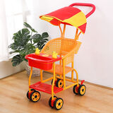 尚娇酷婴儿仿藤手推车藤椅宝宝轻便推车夏季八轮儿童车新款通风易洗推车 D60加遮阳棚