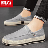 回力男鞋冬季帆布鞋男士透气软底一脚蹬老北京布鞋黑色休闲懒人开车鞋 灰色 41