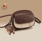 稻草人包包女包2025新款撞色时尚单肩包通勤斜挎包生日礼物送女友闺蜜 浓巧咖配白-牛皮款（A款）