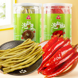 川珍泡红椒泡豇豆组合1kg四川泡美人椒泡椒酸豇豆肉末下饭菜泡菜