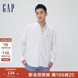 Gap男女装秋季款清爽小熊刺绣廓形长袖衬衫820158时尚休闲运动上衣 白色 180/96A(M)尺码偏大选小一码