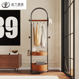 法兰思佳轻奢可移动衣帽架卧室不锈钢钛金马鞍皮收纳落地挂衣架设计师家具 P11 灰色