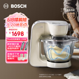 博世（Bosch）欧洲整机进口家用厨师机和面揉面一体机全自动多功能轻音电动搅拌机商用料理机打蛋器打奶油绞肉机 【香草白】1000W+3大功能附件-快速出手套膜