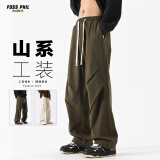 Foss Phil春夏季纯棉工装休闲裤子男宽松阔腿透气伞兵冲锋裤FPK27军绿S