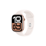 【准新品】Apple/苹果 Watch Series10 智能手表蜂窝款46毫米玫瑰金色铝金属表壳淡桃粉色运动型表带S/M MWYM3CH/B  