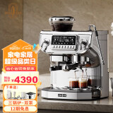 雪特朗咖啡机 家用商用半自动意式现磨豆一体机三锅炉双泵系统蒸汽可调意式咖啡机