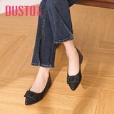 大东时尚浅口鞋女2025春季新款甜美风低跟方跟尖头蝴蝶结单鞋女鞋3049 黑色 36