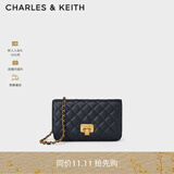 CHARLES&KEITH菱格链条单肩斜挎包小方包包女包女士生日礼物CK2-70160082 Navy藏青色 S