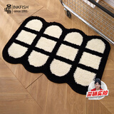 墨斗鱼浴室地垫卫浴吸水防滑垫脚垫蛋糕绒加厚地毯奶酪格子50*80cm