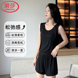 浪莎女士春夏季薄款背心无袖短裤两件套装宽松居家服夏天可外穿休闲